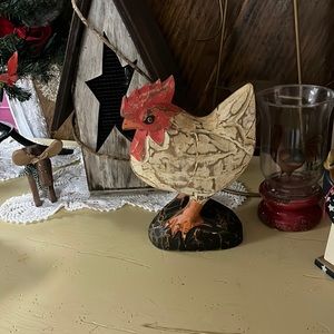 Vintage hand carved wooden rooster